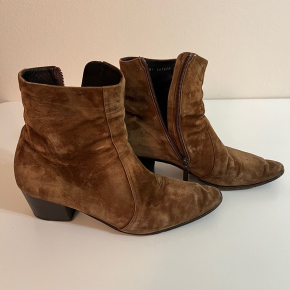 Saint Laurent Paris 'Wyatt' Zip Boots Size 41 euro in Brown Suede - Picture 2 of 7